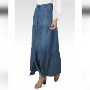 NEW Standards and Practices Hannah Denim Tencel Maxi Peasant Skirt Sz 29 NWT $84